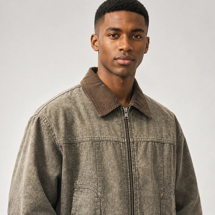Drexel Cotton Washed Jacket — Gray Khaki (apparel detail)
