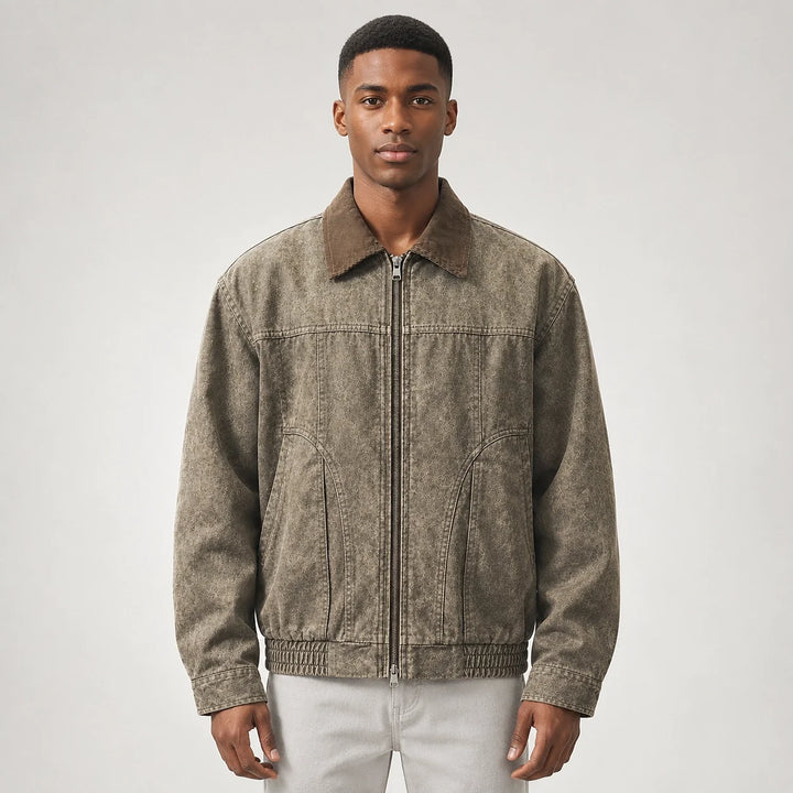 Drexel Cotton Washed Jacket — Gray Khaki (apparel front)
