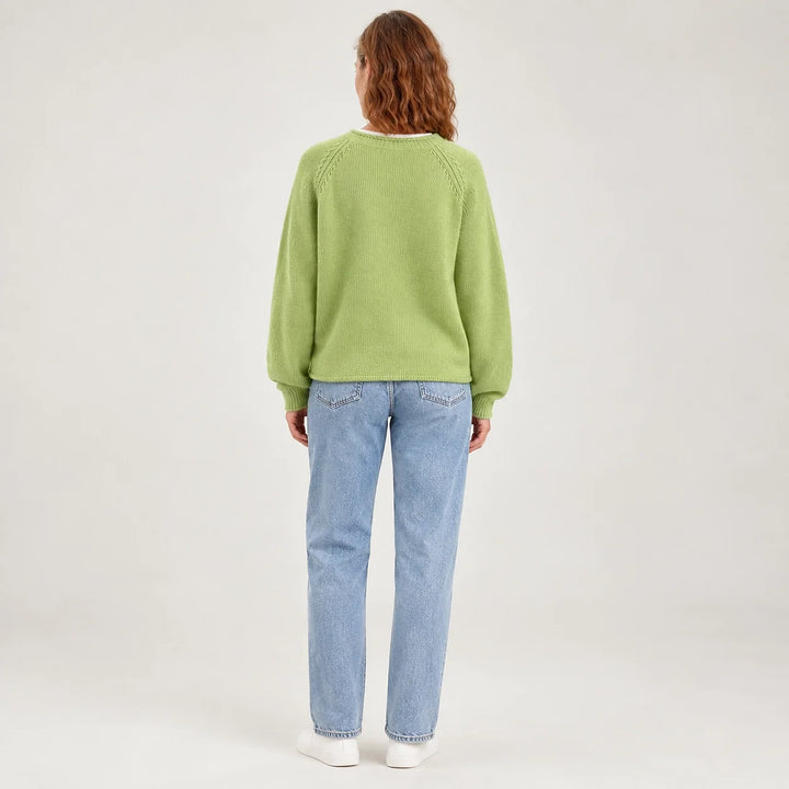 Brinley Intarsia Knit Sweater — Green (apparel back)