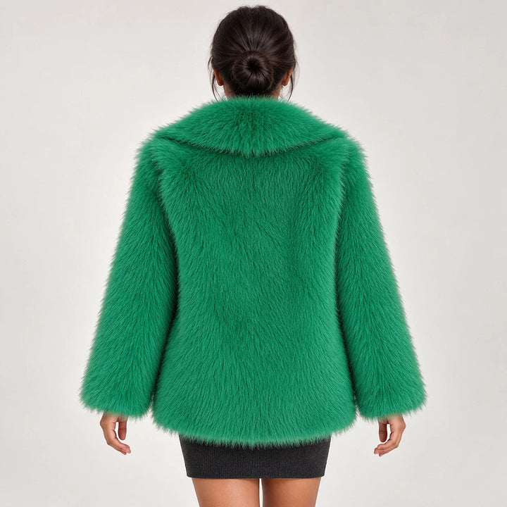 Neravessa Lapel Coat — Green (apparel back)