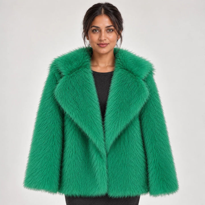 Neravessa Lapel Coat — Green (apparel detail)