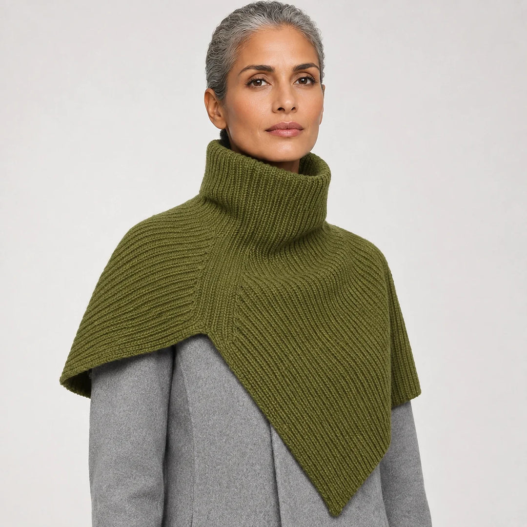 Belvara Ribbed Knit Wrap — Green (apparel detail)