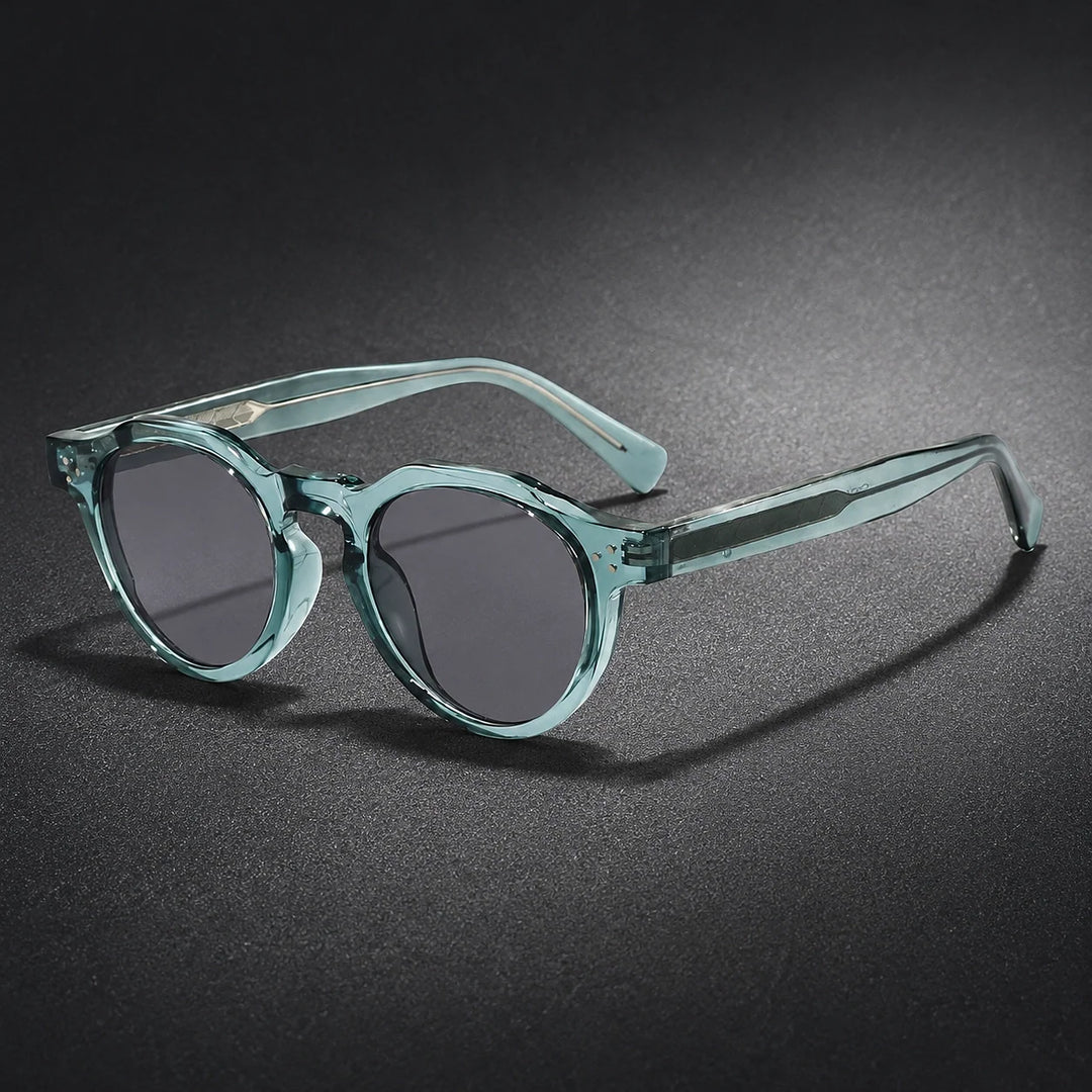 Deloro Capri Sunglasses — Green Framed Gray Piece (sunglasses hero)