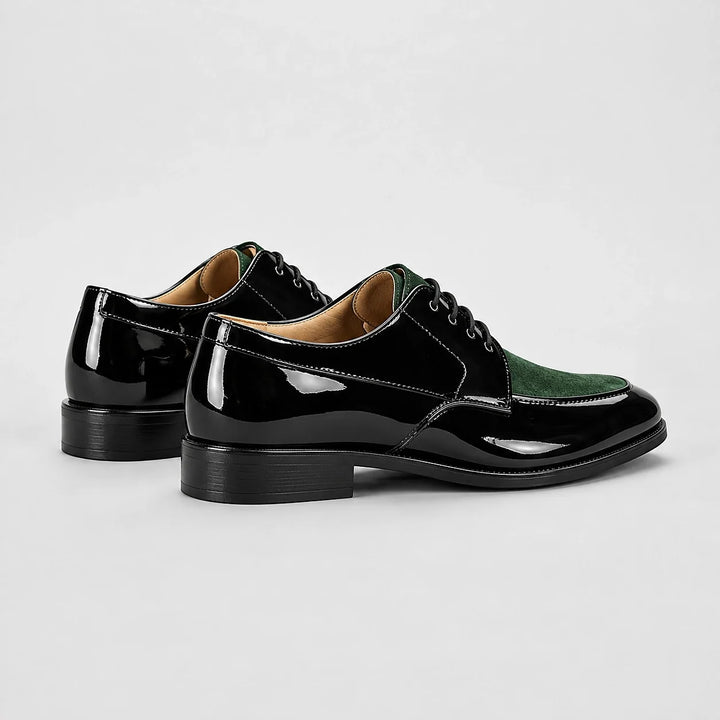 Halvord Leather Derby Oxfords — Green (mens shoe angle)