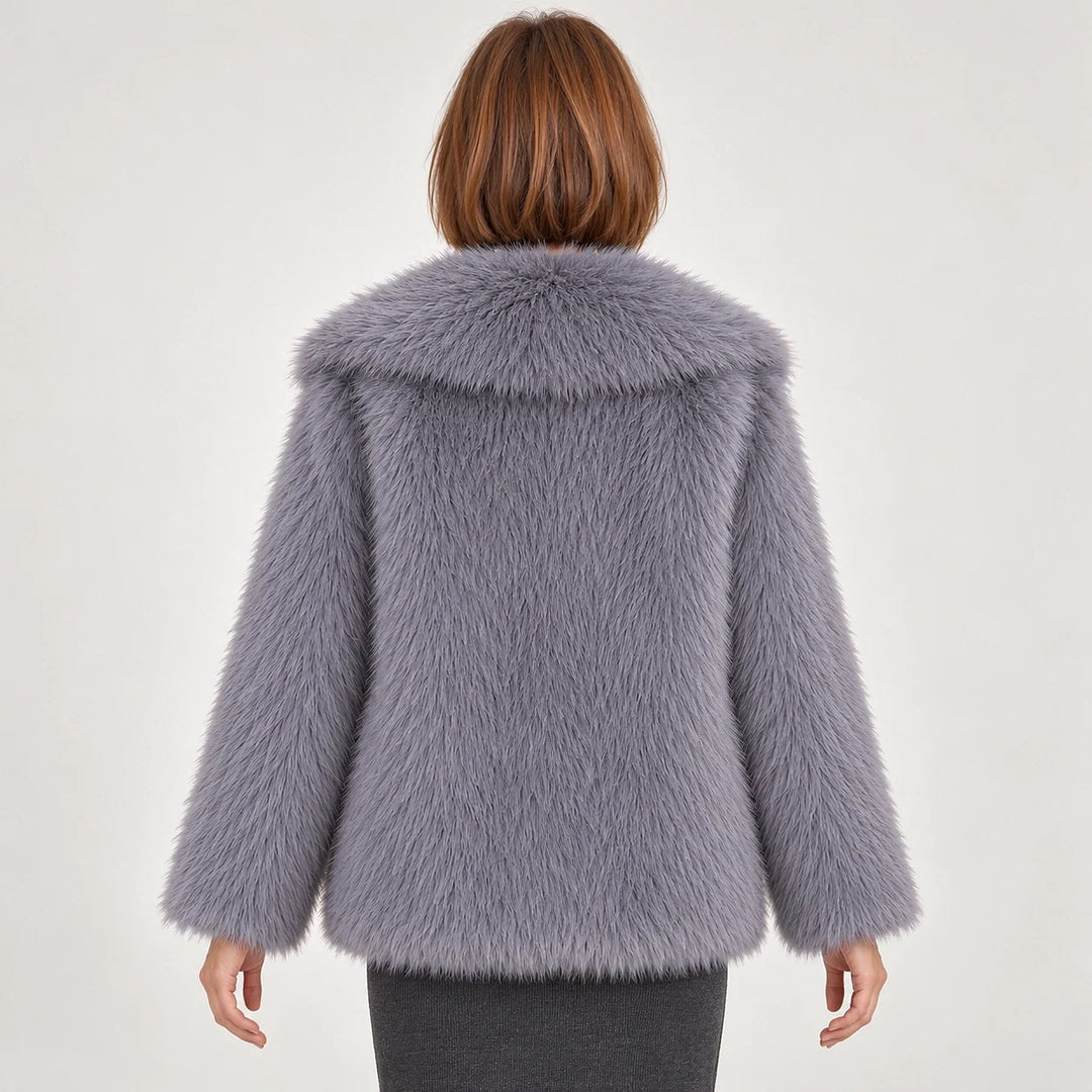 Neravessa Lapel Coat — Grey (apparel back)
