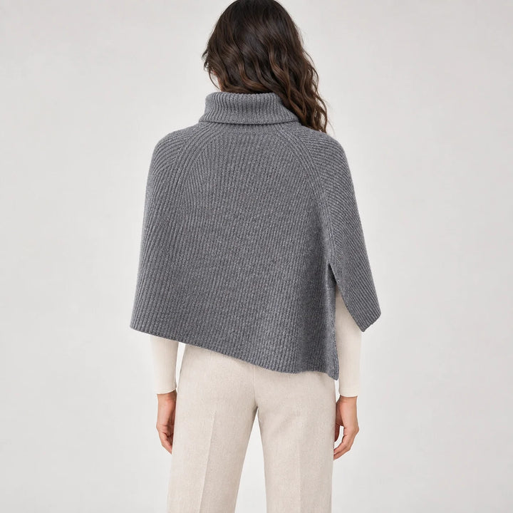 Hobart Wool Poncho — High-end Gray (apparel back)