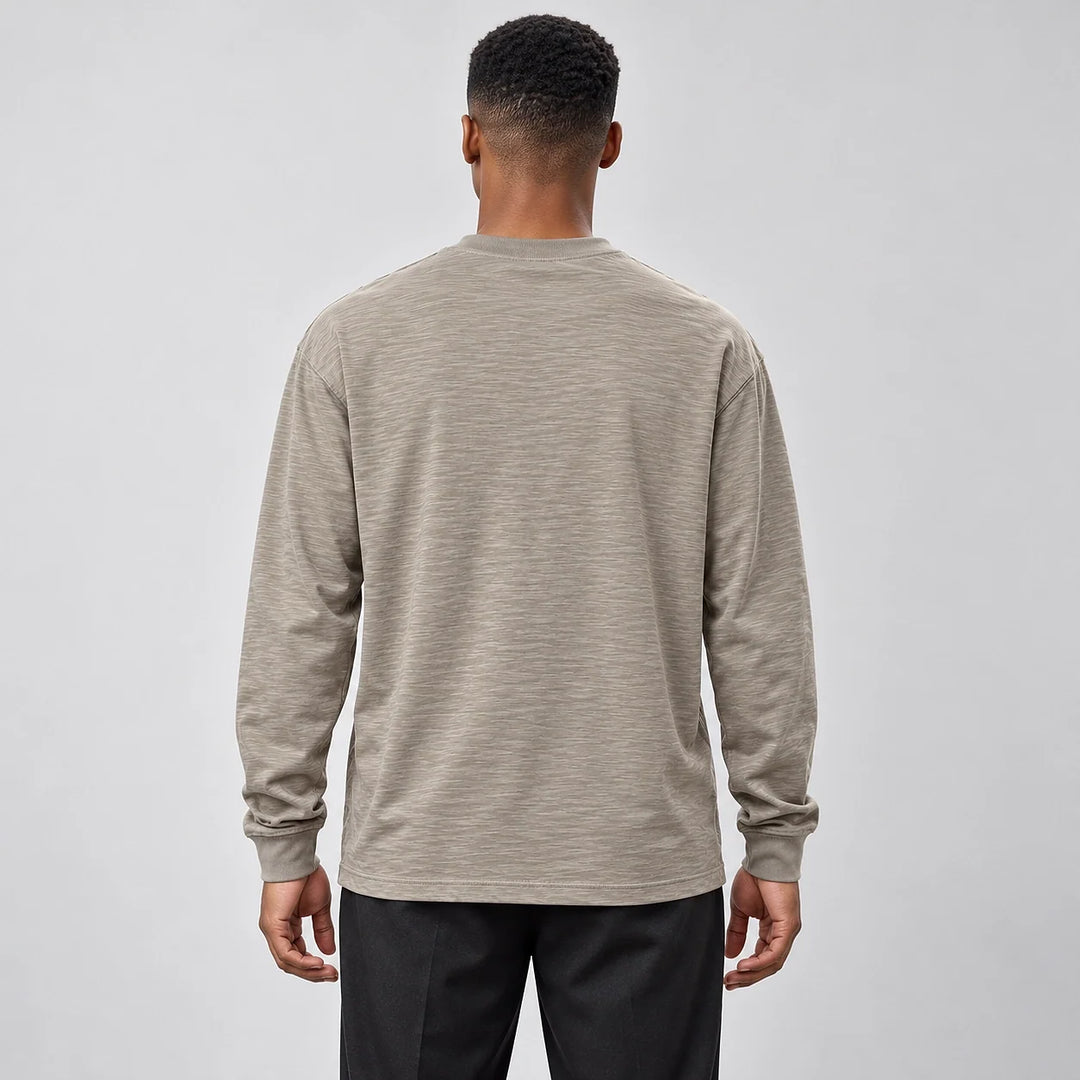 Delsaire Cotton Crewneck Tee — Khaki (apparel back)