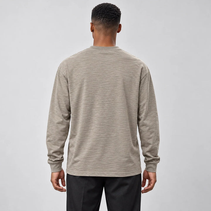 Delsaire Cotton Crewneck Tee — Khaki (apparel back)
