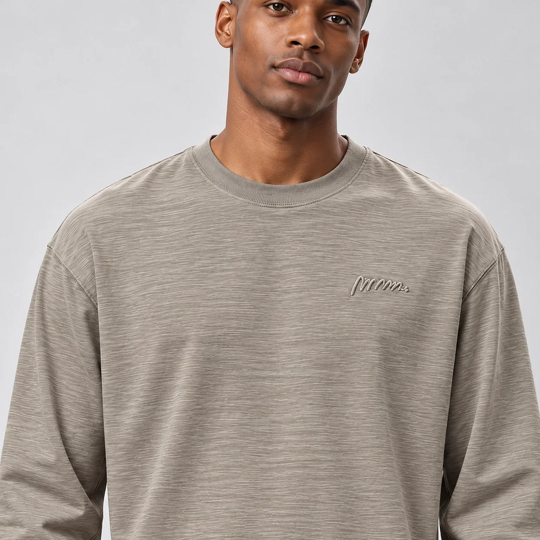 Delsaire Cotton Crewneck Tee — Khaki (apparel detail)