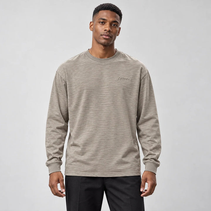Delsaire Cotton Crewneck Tee — Khaki (apparel front)