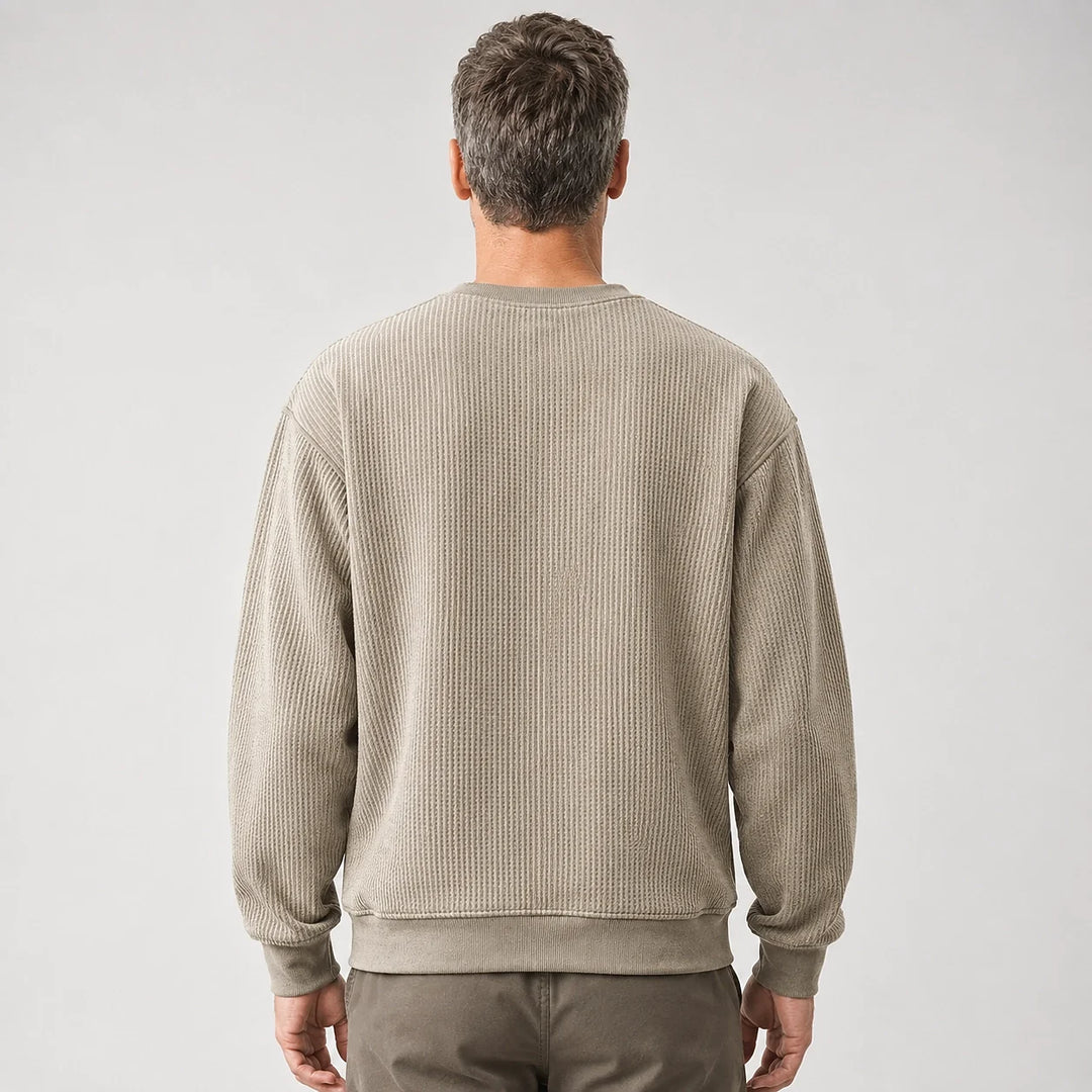 Halvern Colorblock Crewneck Sweatshirt — Khaki & Olive (apparel back)