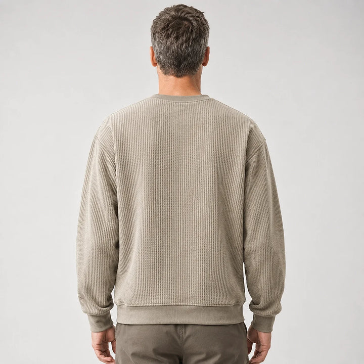 Halvern Colorblock Crewneck Sweatshirt — Khaki & Olive (apparel back)