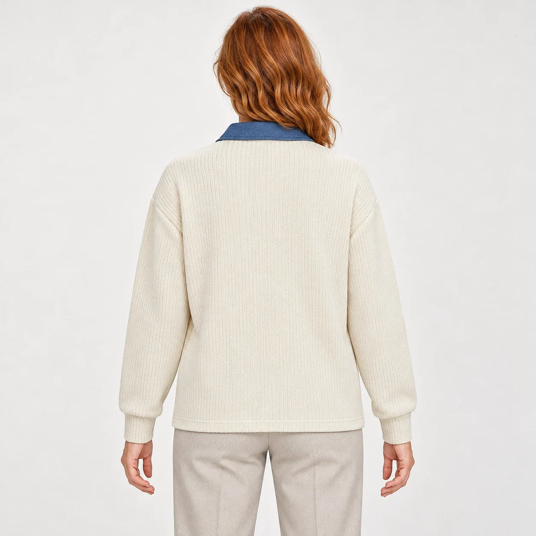 Darsenne Knit Sweater — Light Beige (apparel back)