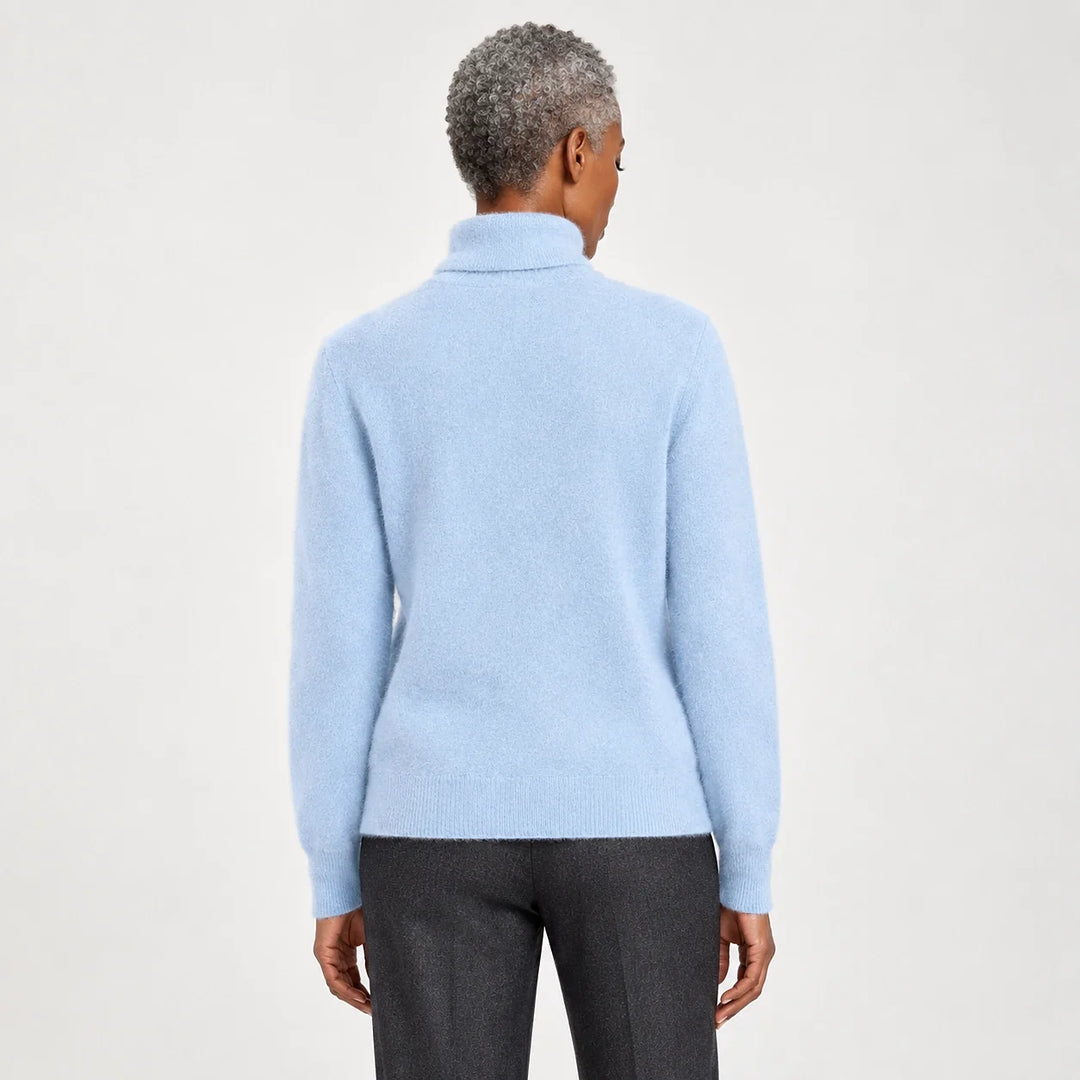 Delwyn Cashmere Turtleneck Sweater — Light Blue (apparel back)