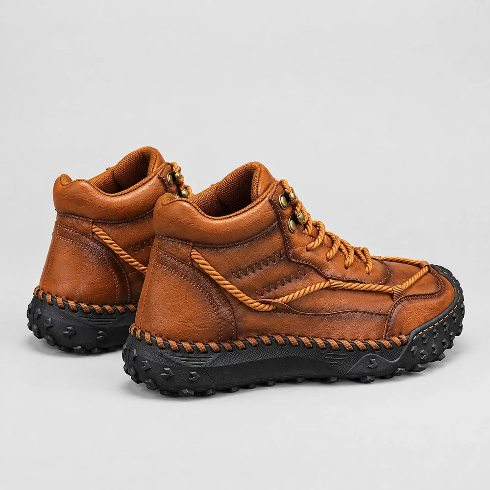 Dravell Leather High-Top Boots — Light Brown (mens shoe angle)