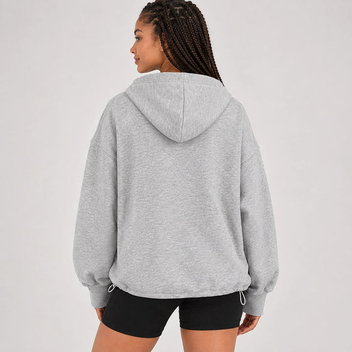 Brelyn Oversized Half-Zip Hoodie — Light Gray (apparel back)
