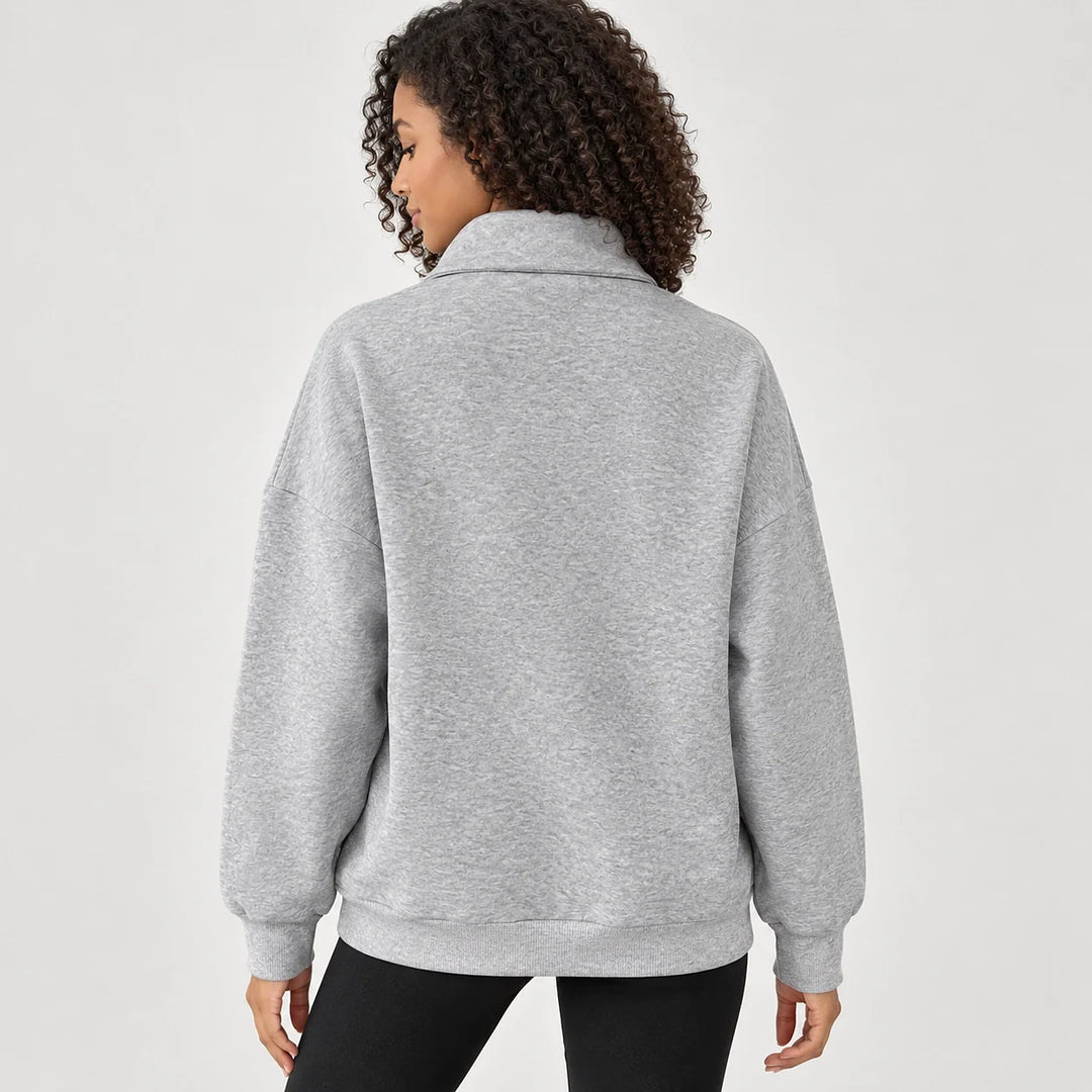 Delvra Quarter-Zip Sweatshirt — Light Gray (apparel back)