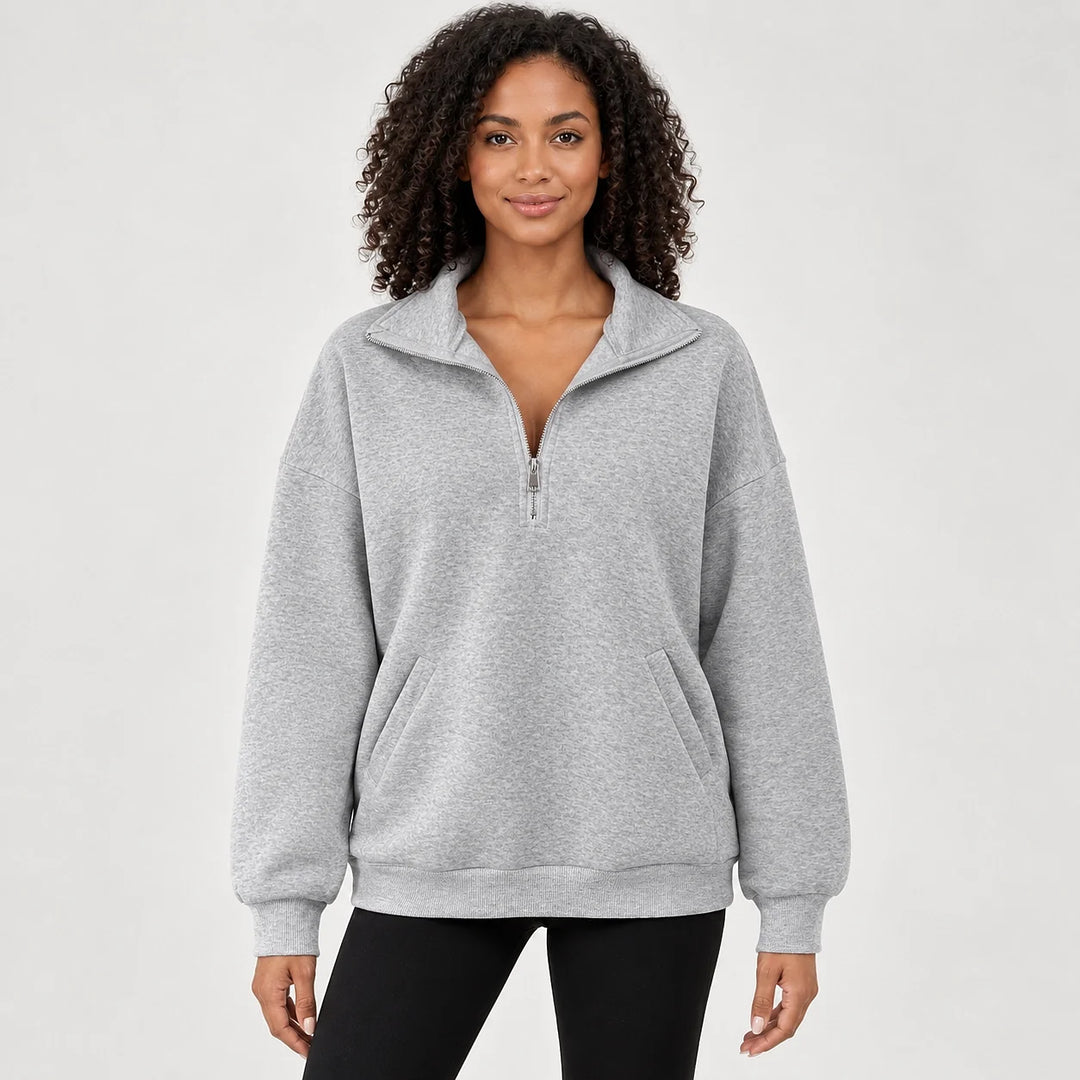 Delvra Quarter-Zip Sweatshirt — Light Gray (apparel front)