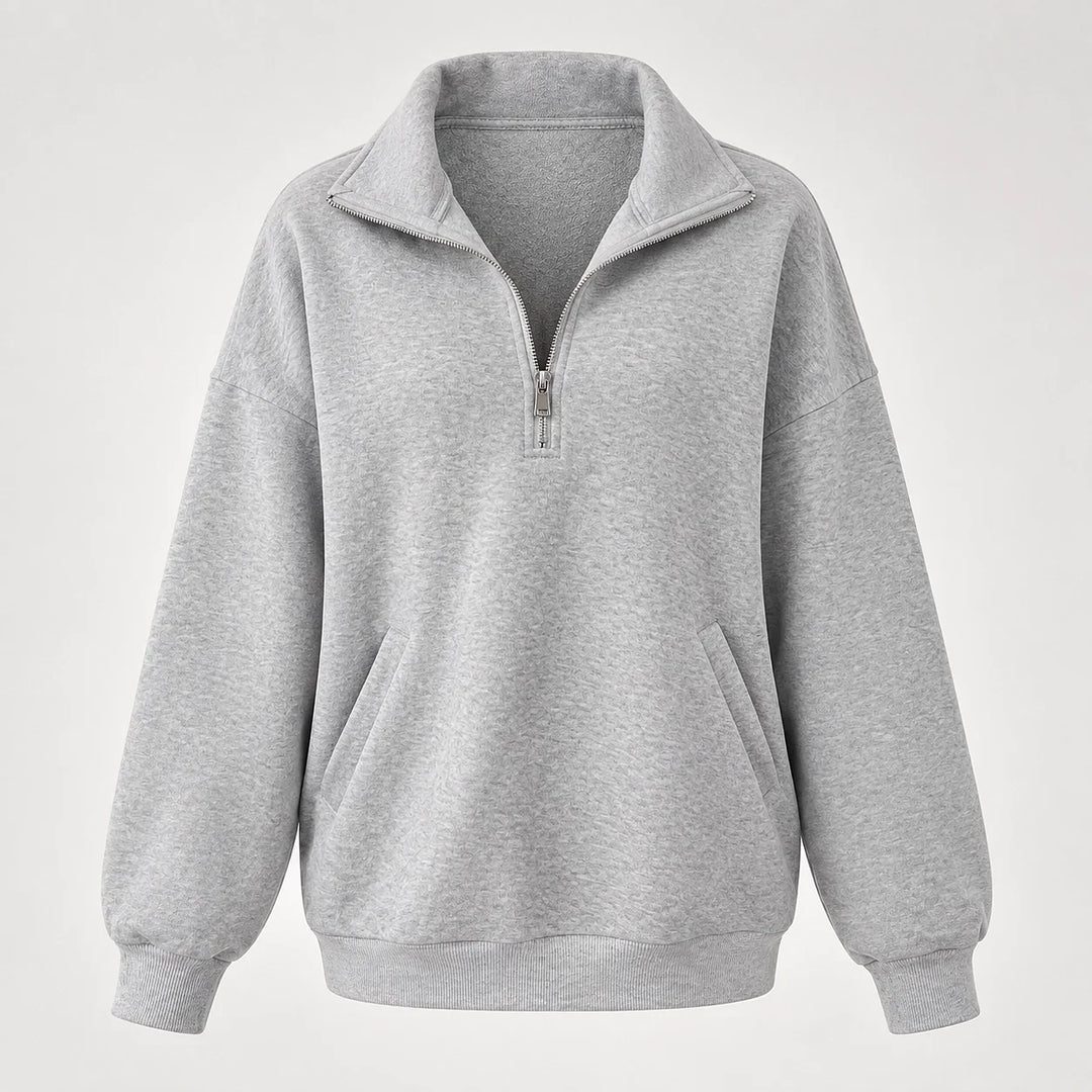 Delvra Quarter-Zip Sweatshirt — Light Gray (apparel solo)