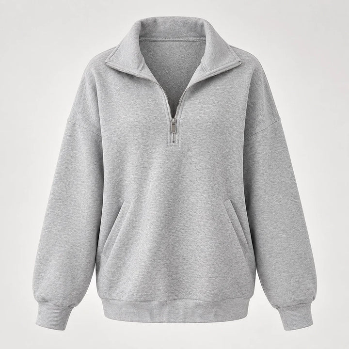 Delvra Quarter-Zip Sweatshirt — Light Gray (apparel solo)
