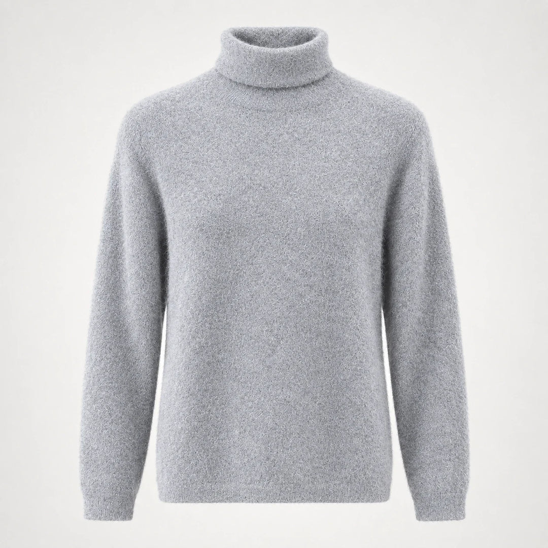 Halomi Cashmere Turtleneck Sweater — Light Gray (apparel solo)