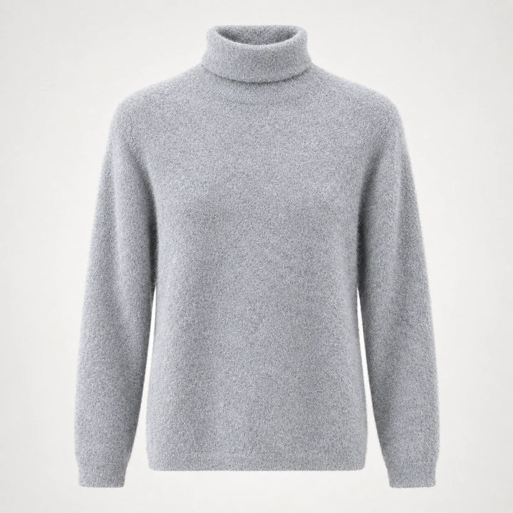 Halomi Cashmere Turtleneck Sweater — Light Gray (apparel solo)