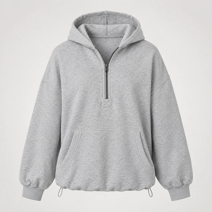 Brelyn Oversized Half-Zip Hoodie — Light Gray (apparel solo)