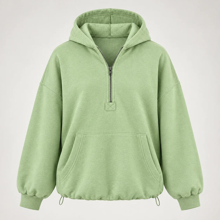 Brelyn Oversized Half-Zip Hoodie — Light Green (apparel solo)