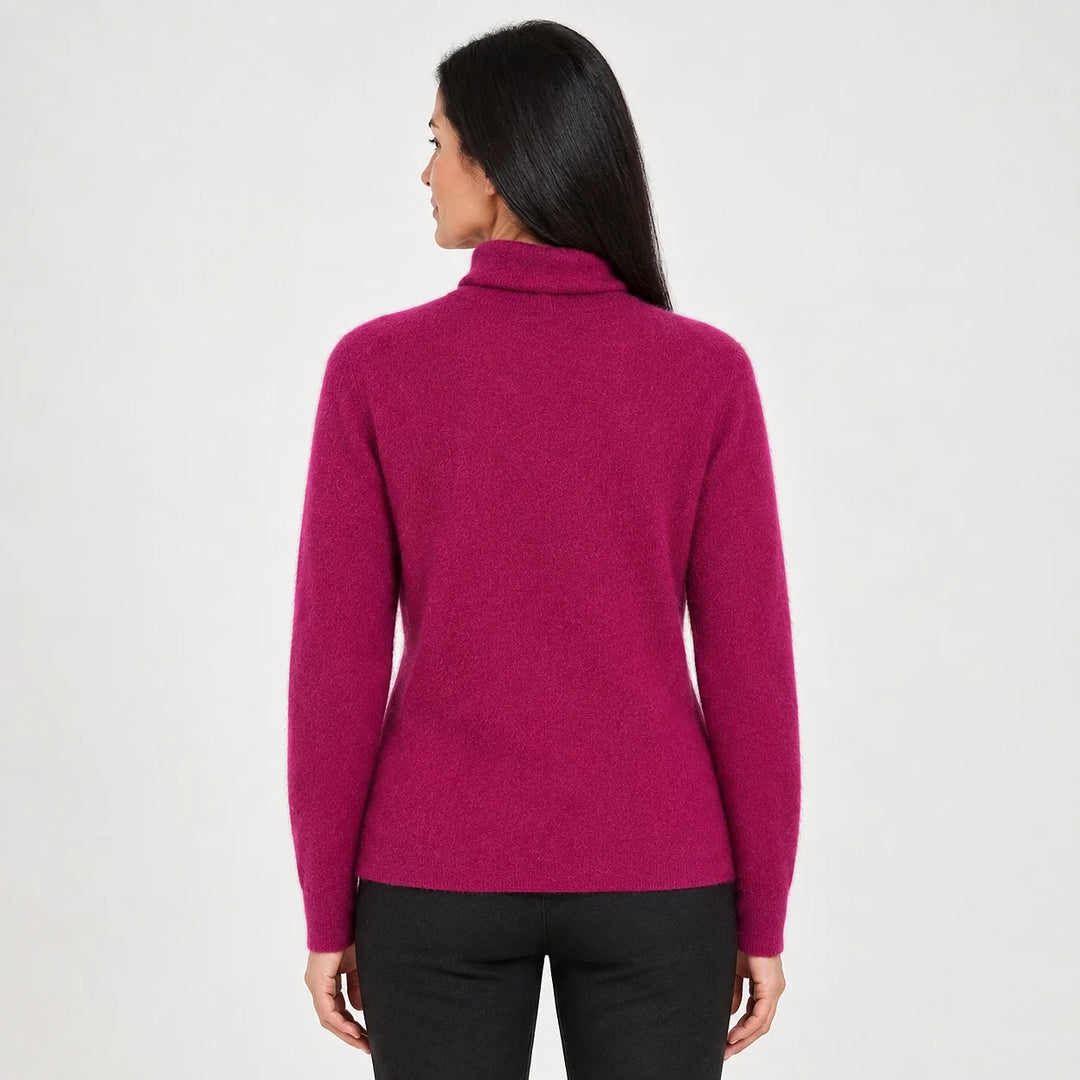 Halomi Cashmere Turtleneck Sweater — Magenta (apparel back)
