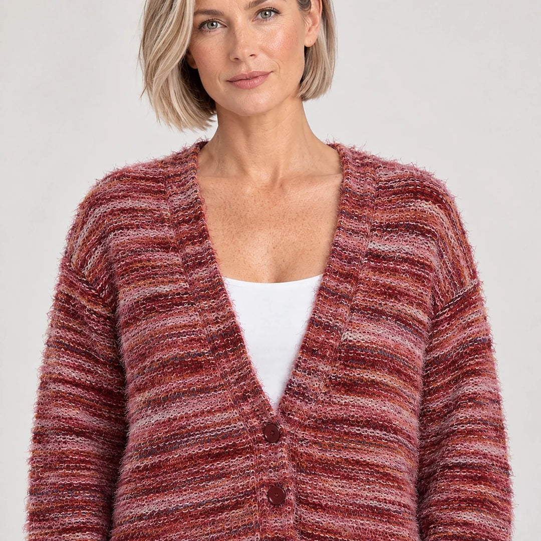 Belara Cotton Blend Cardigan — Mauve (apparel detail)