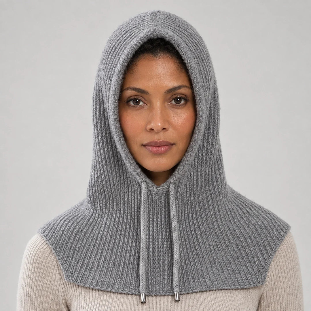 Brynn Wool Blend Balaclava Hood — Medium Gray (headwear model front)