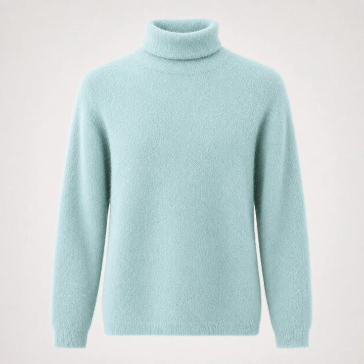 Halomi Cashmere Turtleneck Sweater — Mint Green (apparel solo)