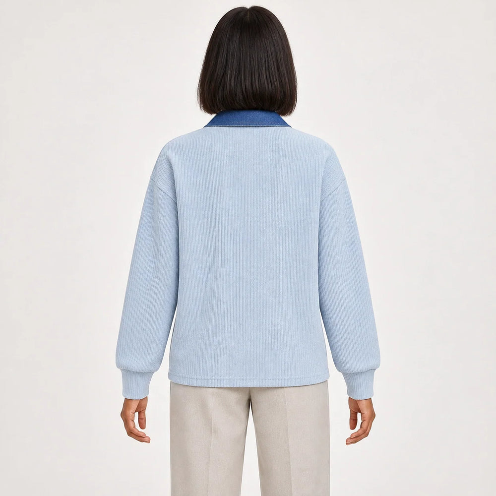 Darsenne Knit Sweater — Moonlight Blue (apparel back)
