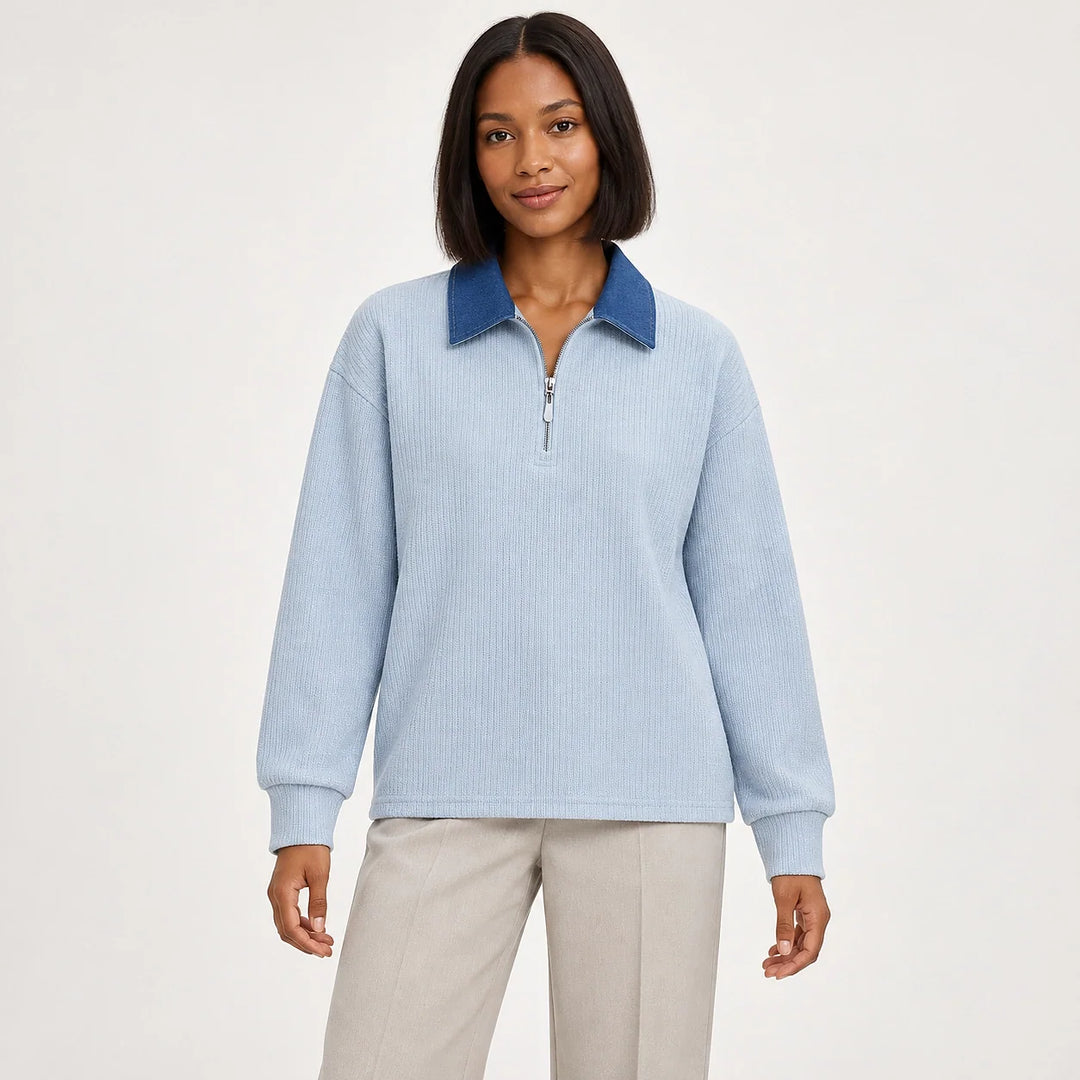Darsenne Knit Sweater — Moonlight Blue (apparel front)