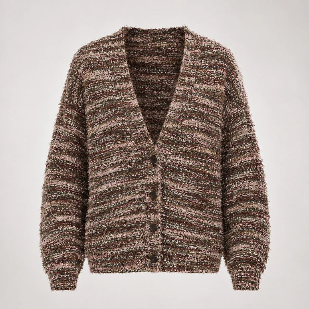 Belara Cotton Blend Cardigan — Multicolor Brown (apparel solo)