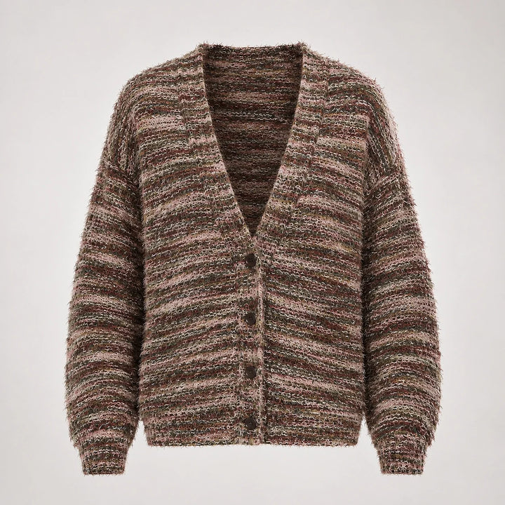 Belara Cotton Blend Cardigan — Multicolor Brown (apparel solo)