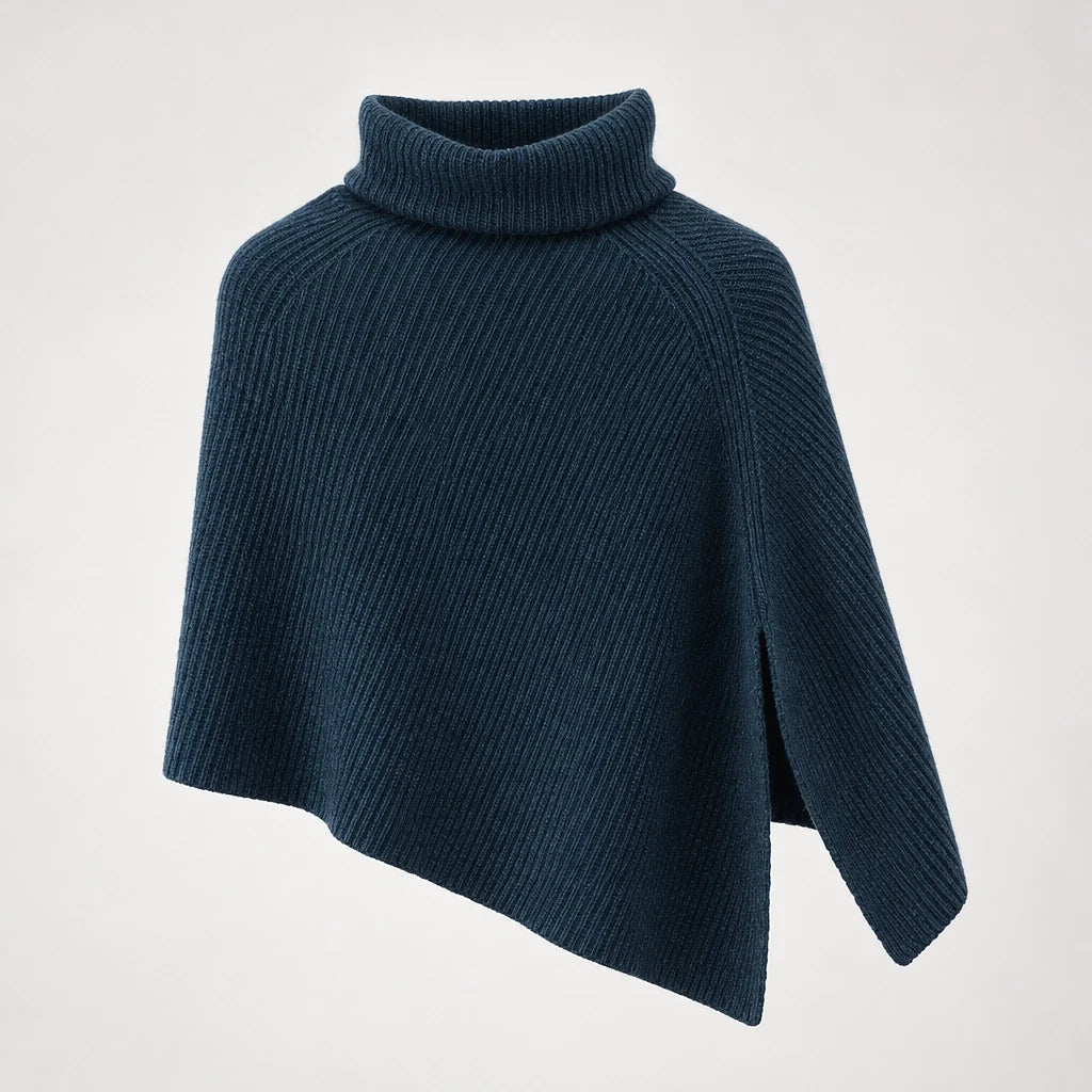 Hobart Wool Poncho — Navy Blue 2 (apparel solo)