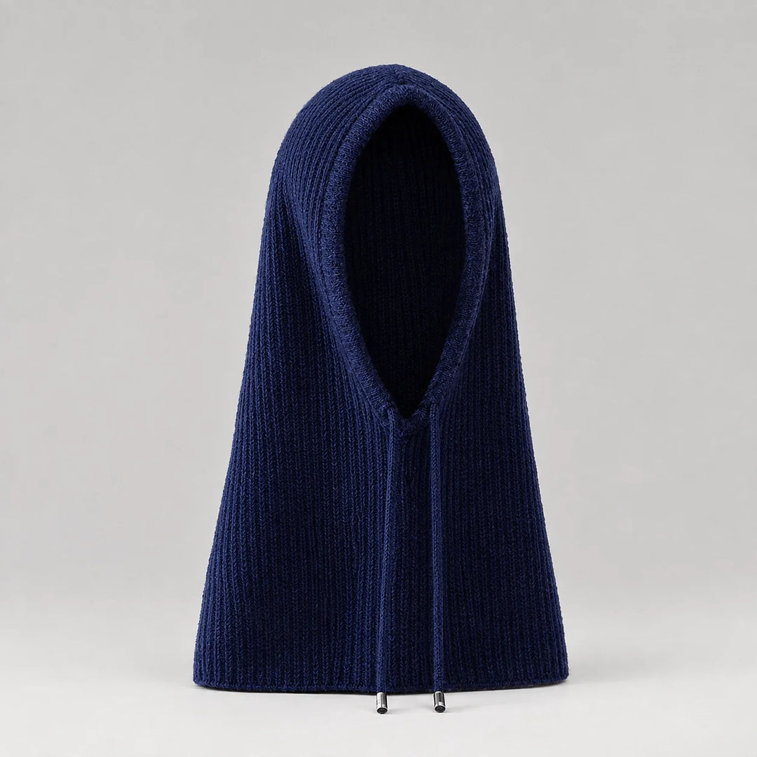 Brynn Wool Blend Balaclava Hood — Navy Blue (headwear solo front)