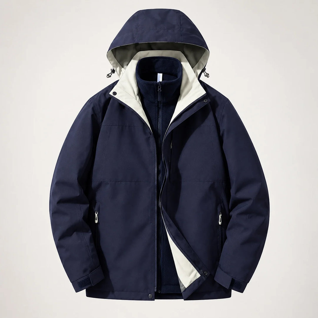 Draven Fleece Lined Jacket — Navy & White (apparel solo)