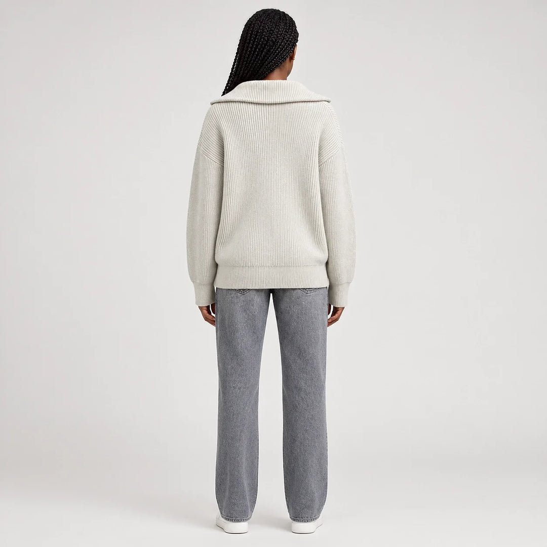 Pelara Ribbed Knit Cardigan — Off-white (apparel back)