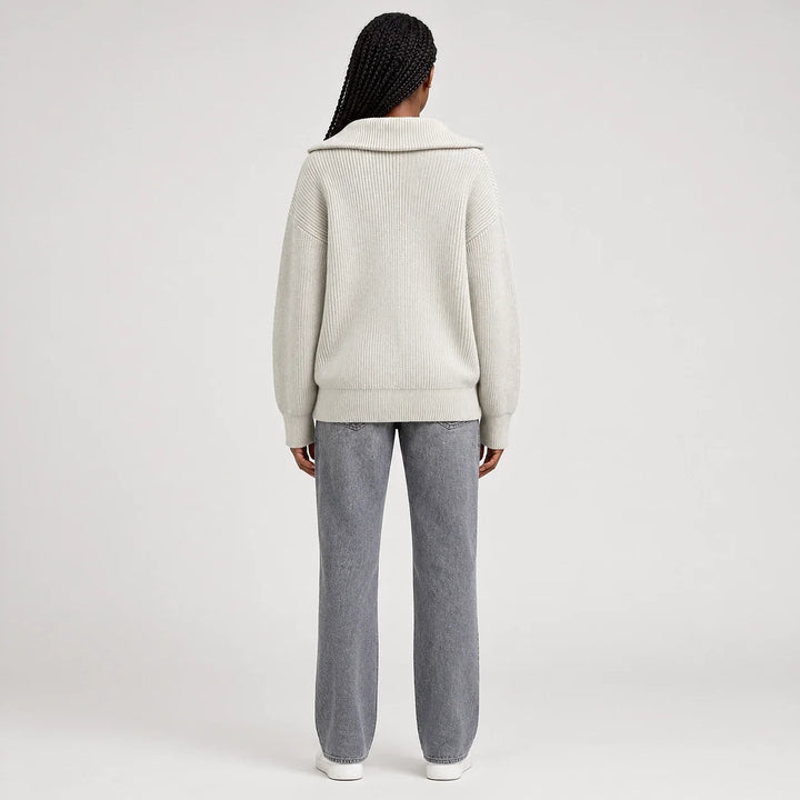 Pelara Ribbed Knit Cardigan — Off-white (apparel back)