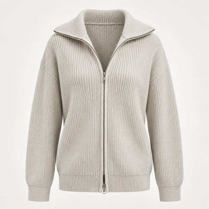 Pelara Ribbed Knit Cardigan — Off-white (apparel solo)