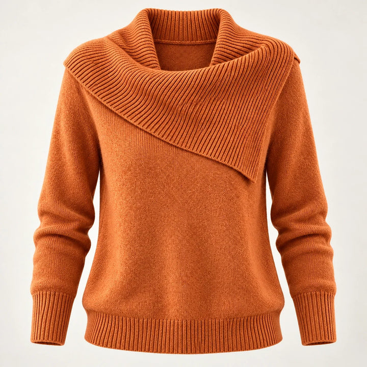 Dorevessa Scarf Collar Sweater — Orange (apparel solo)