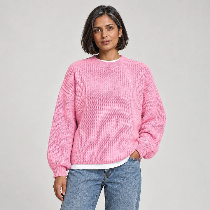 Brynn Ribbed Knit Sweater — Pink (apparel front)