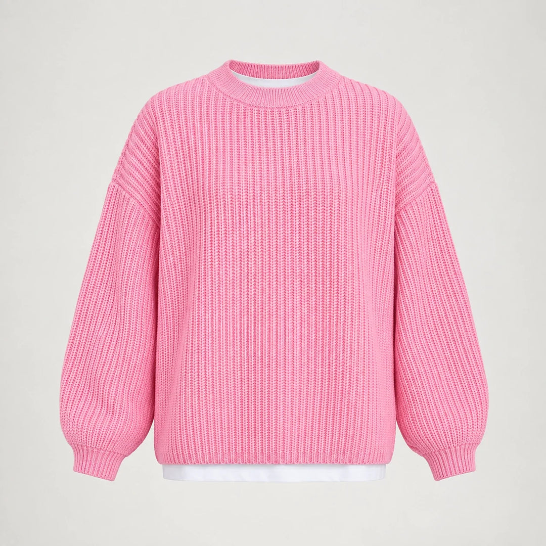 Brynn Ribbed Knit Sweater — Pink (apparel solo)
