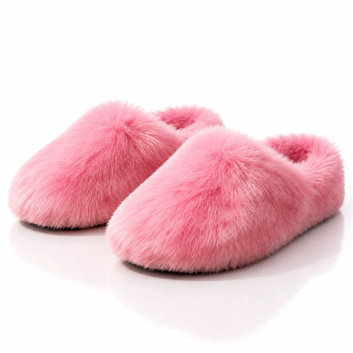 Beluro Plush Slippers — Pink (imitation Fox Fur) (womens shoe hero)