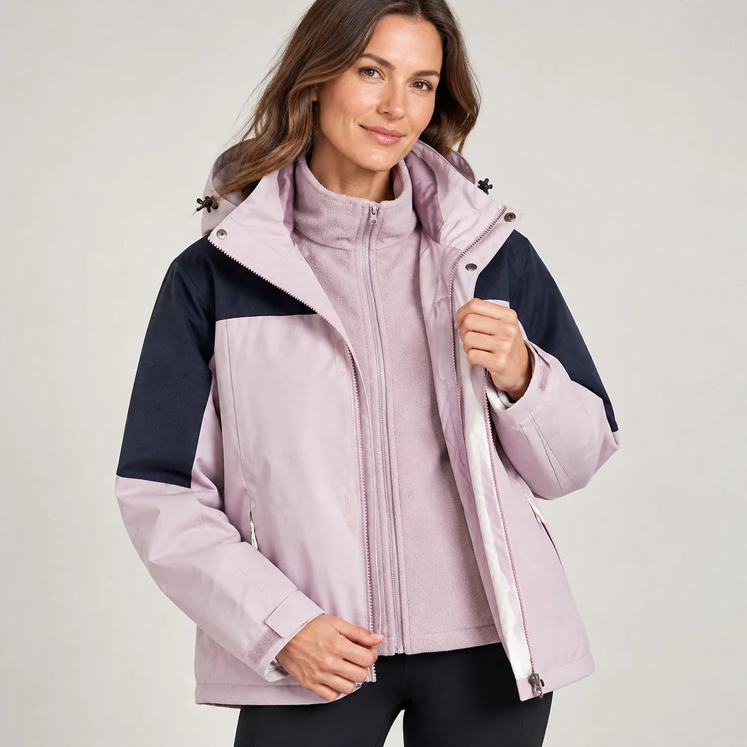 Brindal Hooded Shell Jacket — Pink & Navy 2 (apparel detail)