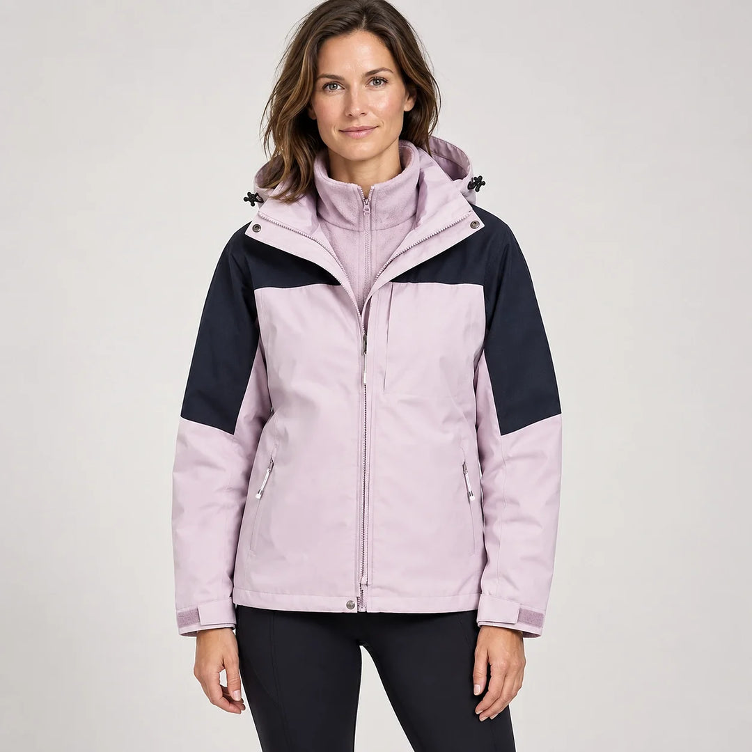 Brindal Hooded Shell Jacket — Pink & Navy 2 (apparel front)