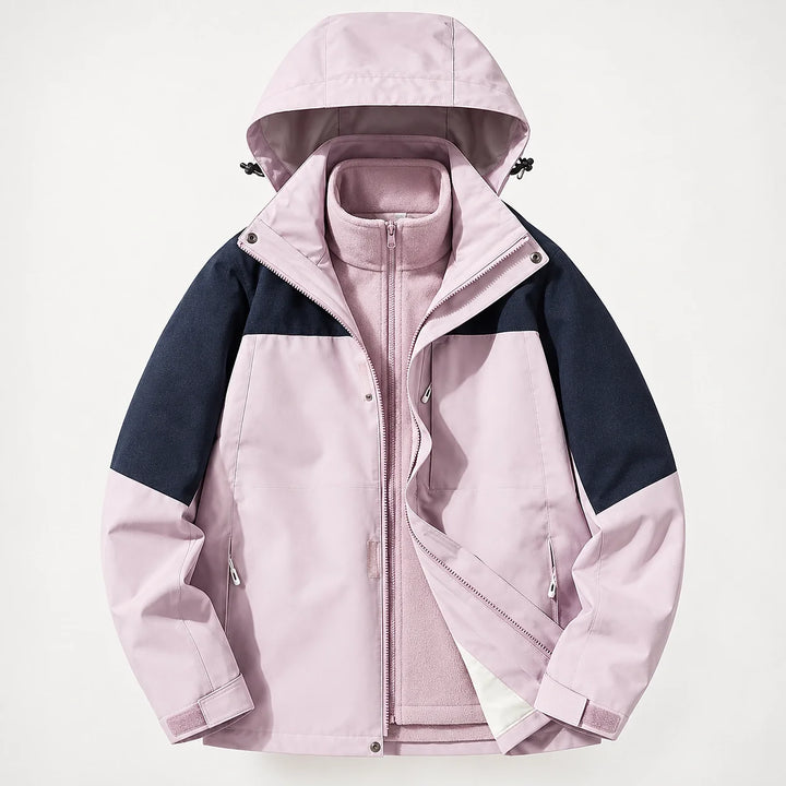 Brindal Hooded Shell Jacket — Pink & Navy 2 (apparel solo)