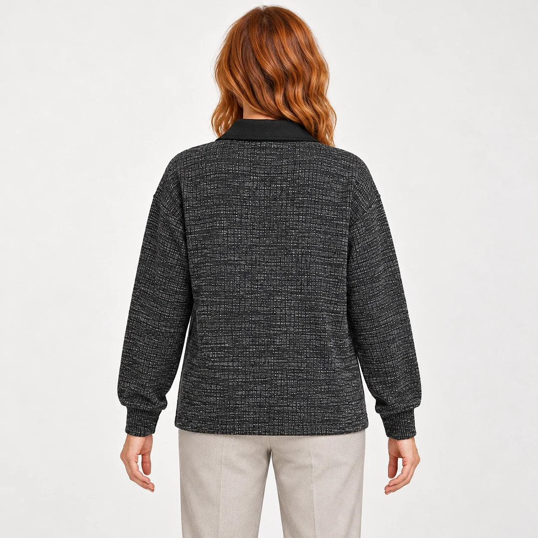 Darsenne Knit Sweater — Polar Black (apparel back)